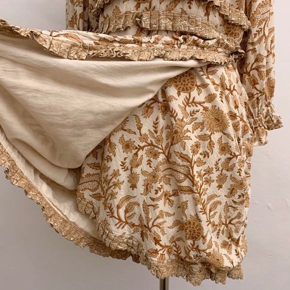 Cleobella Victoria Faux Wrap Floral Brown Dress Size XL - Picture 8 of 15